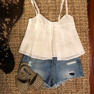 Free People White Babydoll Top